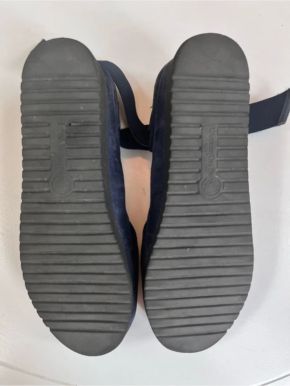 L’AmourDesPieds Women’s Navy Suede Mary Jane Slip-On Shoes with Velcro Strap